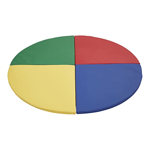 ECR4Kids SoftZone All-Around Activity Mat, Round Baby Play Mat, Colorful Foam Pie Shape Mats, Infant and Toddler Play Pads for Crawling and Tummy Time, 58in Diameter, 4-Piece - Assorted