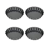 BESPORTBLE 4 Stück Backform aus Kohlenstoffstahl Antihaftbeschichtete Quicheform mit Losem Boden Runde Pizza und Kuchenform Hitzebeständig für Ofen und Haushalt