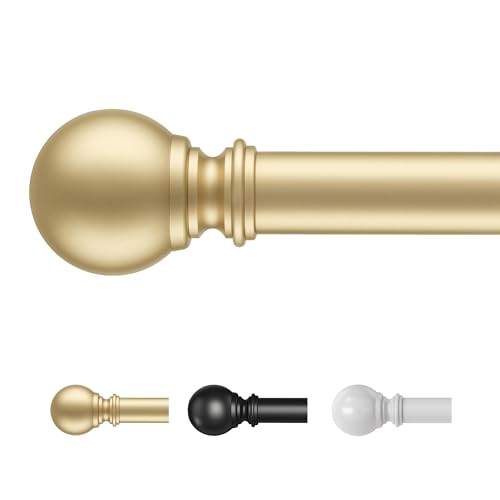 Time Forest Gold Curtain Poles 76 to 152cm 16mm Diameter Thin Curtain Pole for Light and Medium Weight Curtains Metal Adjustable Curtain Rod for Eyelet Curtains for Windows Door