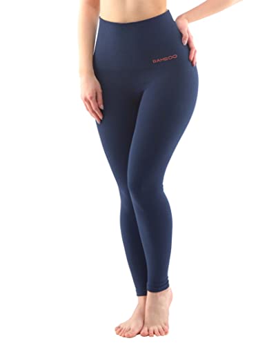 ecoBAMBOO Leggings Damen High Waist aus Bambus Viskose (Navy, M-L)