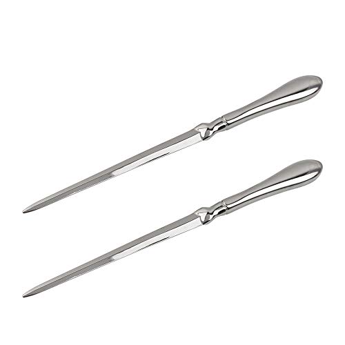 AUEAR, 2 Pack Letter Envelope Opener Metal 9 Inch Paper Opener Letter Knife Silver Plated