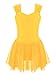 CHICTRY Vestito da Ballo Bambina Chiffon Leotards Vestito Danza Classica Body da Balletto Abito da Pattinaggio Artistico Latino Ballerina Danza Moderna Costumi di Danza Giallo 14 Anni