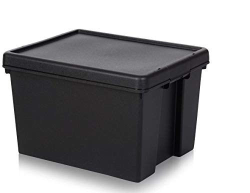 Wham 4 x Bam Heavy Duty Recycling Box – 45 litri con coperchio – 49 x 39,5 x 32 cm – Nero