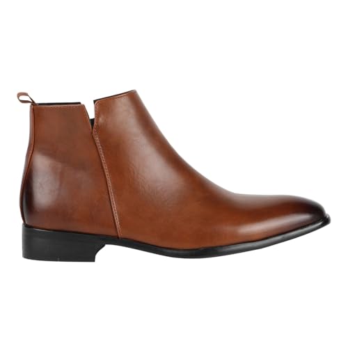 Botines De Gran Tamaño Hombre Tacón Cuadrado Punta Puntiaguda Cuero Chelsea Botas Cortas Vintage Ligeras Y Cómodas Botas De Moda Otoño E Invierno, marrón, 43 EU
