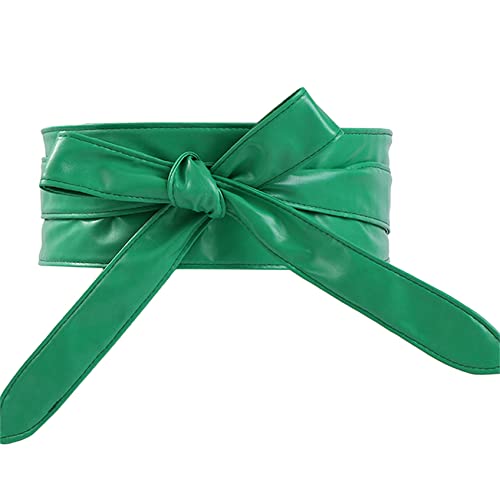 ZHDXW Ceinture en Cuir pour Femmes Noeud Papillon Corset Ceinture Cinch Dames Large Vintage Corset Ceinture Élégant Wrap Ceinture Réglable Corps Façonnant Bande De Taille,Vert Cover