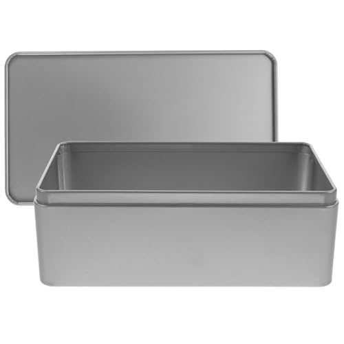 Angoily Rechteckige Leere Blechdose Mit Deckel Aufbewahrungsbox Weißblech Rechteckige Keksdose 23,5 x 11 x 6,5 cm Metalldose Behälter Für Süßigkeiten...