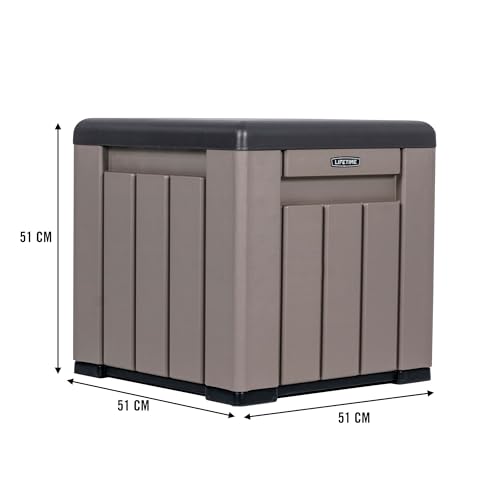 Miniatura 3 de Lifetime - Armario Exterior Impermeable, 51x51x51 Cm, 95 Litros, Arcón De Almacenamiento Cuadrado, Protección Uv, Banco Almacenaje, Baúl Juguetes Grande, Mueble Terraza, Armarios De Jardín 92312