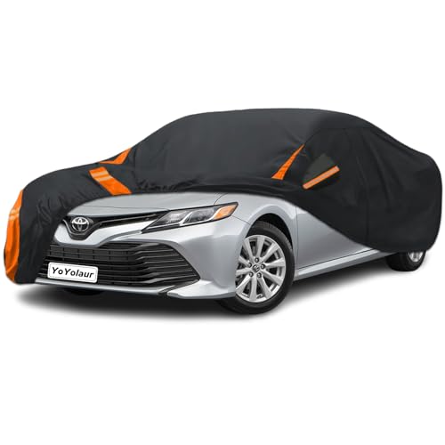 YoYolaur 10-Layer for Toyota Camry Car Cover Waterproof All Weather for Automobiles Outdoor Full Cover Soft Cotton Lining Rain Snow UV Protection with Door Zipper Fit for Toyota Camry 1996-2025