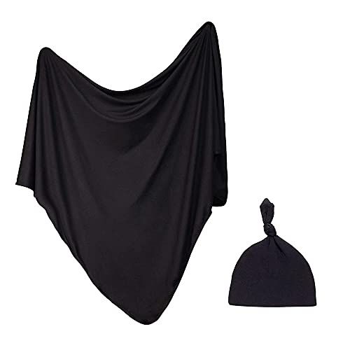 iEvolve Cotton Knitted Baby Swaddle Blanket with Hat Headband Set ...
