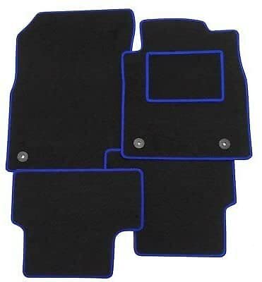 TAILORED FOR NISSAN LEAF (2018 ONWARDS) - FULL SET OF TAILORED LUXURY INTERIOR FLOOR CAR CARPET MATS - BLACK MAT + BLUE EDGING