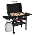 Blackstone 1883 Gas Hood & Side Shelves Heavy Duty Flat Top Griddle Grill Station for Kitchen, Camping, Outdoor, Tailgating, Countertop 28 inch Black