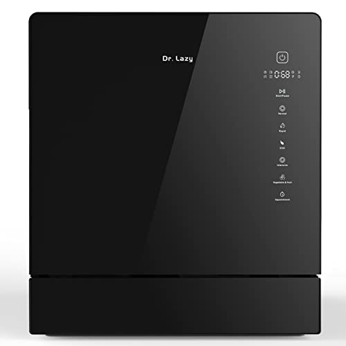 Dr. Lazy Countertop Dishwasher, Portable Dishwasher with 4 Place Settings, 5 Washing Programs, Hot Air Drying & Storage, Compact Dish washer for Dorm, RV& Apartment, Black Dr. Lazy Countertop Dishwasher, Portable Dishwasher with 4 Place Settings, 5 Washing Programs, Hot Air Drying & Storage, Compact Dish washer for Dorm, RV& Apartment, Black
