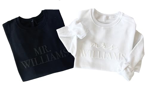 Up2ournecksinfabric - Mrs and Mr Sweatshirt - Honeymoon Outfit - Mrs Sweatshirt - New Mrs Gift White