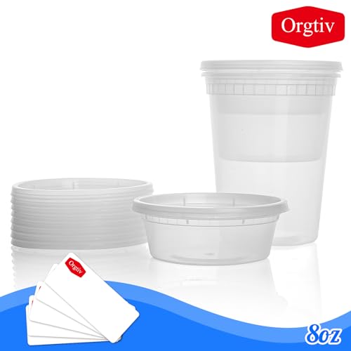 Orgtiv [40 set 8 oz Deli Containers with Lids, To Go Deli Cups for Meal Prep, Clear Food Storage Containers with Lids - BPA-Free | Microwave | Dishwasher | Freezer Safe