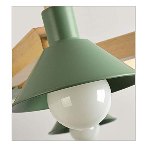 Lustre en bois massif E27 plafonnier suspendu salon design - 5