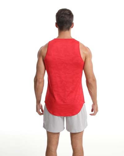 Camisetas sin Mangas para Hombre, Camisas de Entrenamiento de Secado rápido, Camisas sin Mangas para Culturismo, Gimnasio, Entrenamiento físico Rojo M