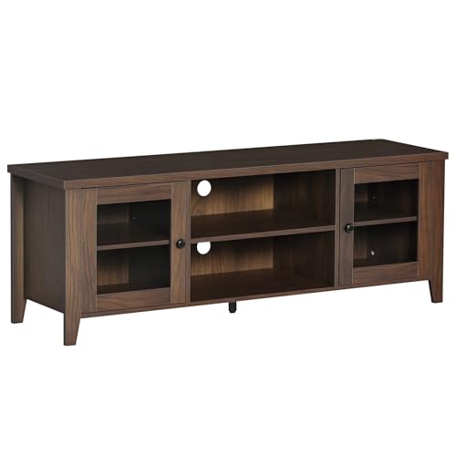 HOMCOM Modern TV Stand, Entertainment Center with Shelves and Cabinets for Flatscreen TVs up to 60' for Bedroom, Living Room, Coffee