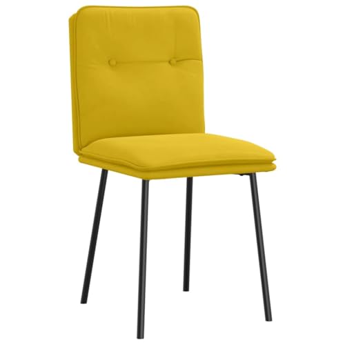Chaises en velours jaune de salle à manger structure stable - 5