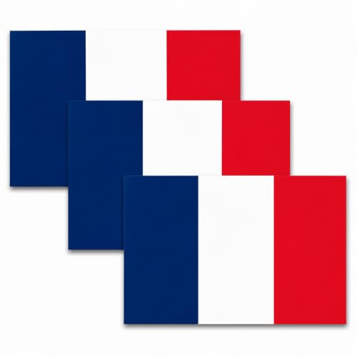 Image of France Vinyl Flag Stickers, Car Decals, Waterproof Indoor Outdoor, Laptop Stickers, Car Bumper, French Flag, 5 x 3 Inches, Set of 3