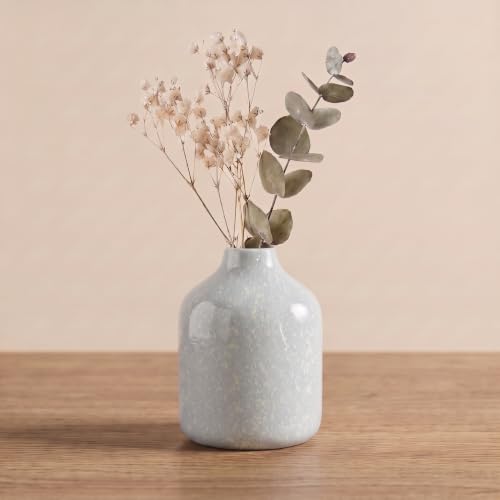 Sunddo Small Grey Ceramic Vase, 4 Inch