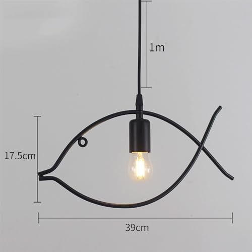 Lámparas colgantes para isla de cocina con diseño rústico de pez negro E27 8