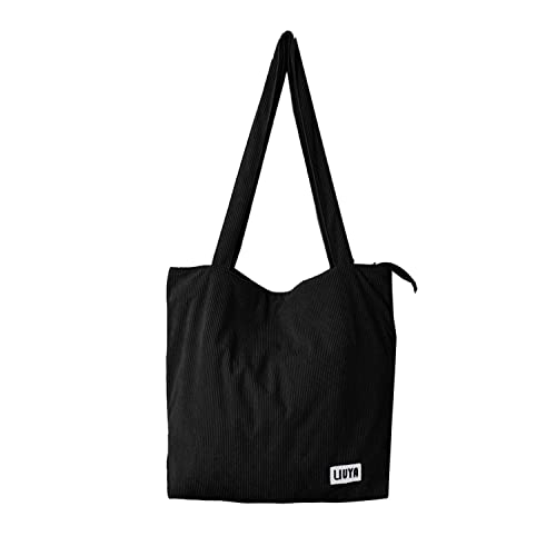 Dyceittdia Bolso de pana para damas chica gran,Bolso de Hombro de Pana,Bolso Totes de Pana Con Cremallera,Bolsa Tela,Bolso de hombro de pana Bolso de mano lavable reutilizable para Uso Diario Cover