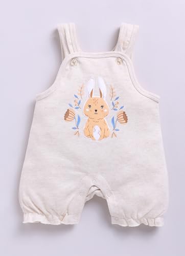 Image of Smart Baby Dungaree Set for Baby Girls 0-12 Months | Cotton Romper with T-Shirt | Soft & Breathable Fabric | Snap Button Closure for Easy Diaper Change