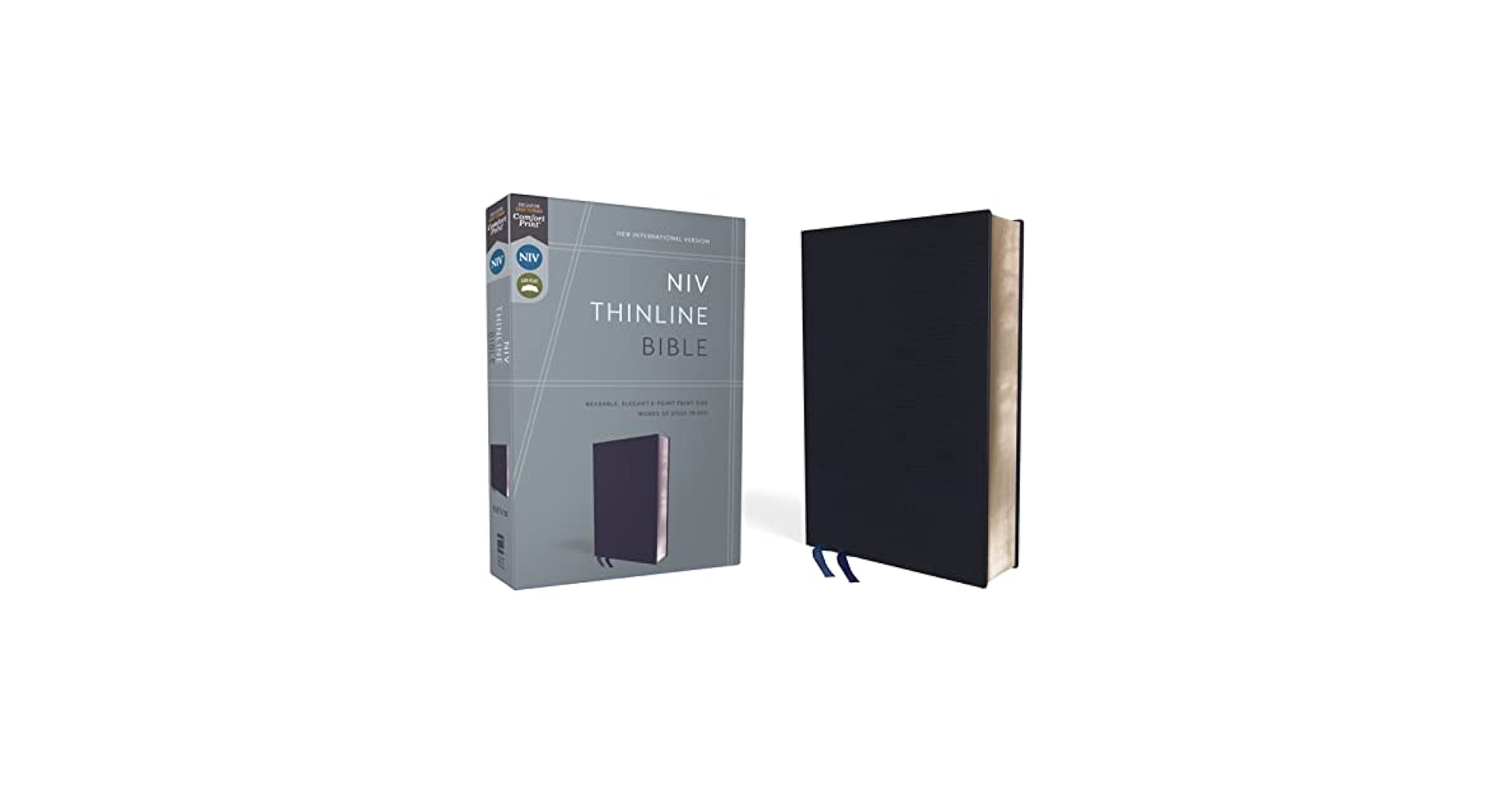 NIV, Thinline Bible, Bonded Leather, Navy, Red Letter