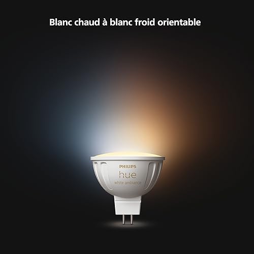 Philips Hue White Ambiance, ampoule connectée MR16, compatible Bluetooth, fonctionne avec Alexa, Google Assistant et Apple Homekit