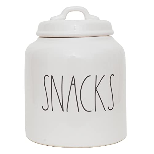 Rae Dunn Ceramic Cookie Jar For Snack Storage, Stoneware Treat Canister, White #TOP17
