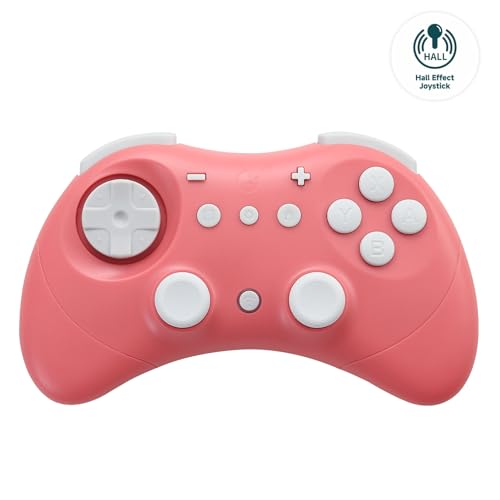 GuliKit Elves 2 Mando Inalámbrico para Switch/Switch 2/Windows PC/Android/iOS, Joysticks de Efecto Hall, 1000Hz Cableado, 730Hz Bluetooth, Wake-Up Switch1/2, Vibración Dual, Giroscopio, Turbo - Rosa