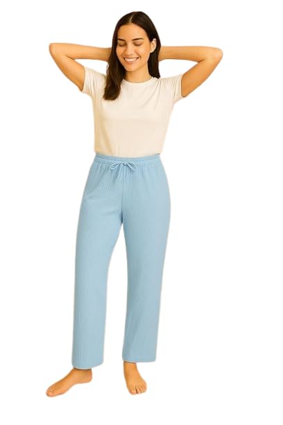 bluecorp enterprise Women’s Lounge Pajama Pants for Women | Soft Stretchable Wide-Leg Bottoms for Home use & Daily Comfort Relax Fit Pajama Pants with Adjustable Waist Tie (Pack of 1)-picture-50