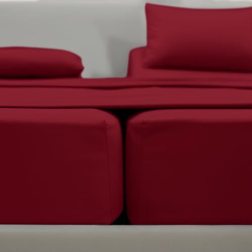 Image of Elegant Comfort Luxury 1500 Premium Hotel Quality Microfiber 5-Piece Sheet Set - Wrinkle Resistant, All Around Elastic Fitted Sheet, Deep Pocket up to 16 inch, Split King, Burgundy