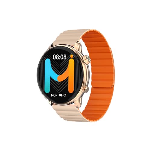 IMIKI Holo TG2 Smartwatch für Herren und Damen, 1,43 Zoll AMOLED-Display, Bluetooth-Konnektivität, magnetisches Armband, Messung von Blutsauerstoff und Herzfrequenz, Android und iOS – Gold