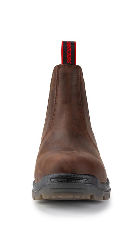 Image of SUREWAY Men's Slip-On Work Boots for Men,Full Grain Leather,Anti-Static,Water /Slip Resistant,Fire Station Mechanic Industrial Construction Safety Boots /Shoes for Men