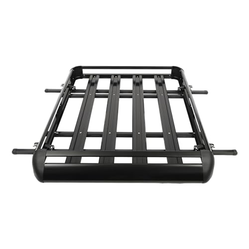 Baca universal para coche, 160 x 100 x 13 cm, cesta portaequipajes de aluminio, soporte para equipaje para SUV – 150 kg de capacidad, fijación fácil, color negro