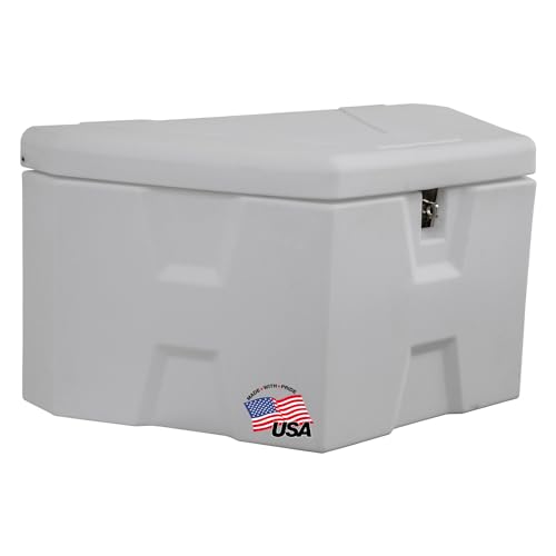 Buyers Products 1701679 White Poly Trailer Tongue Box, 18 x 19 x 36 Inch, Made in the USA, Trailer Tongue Tool Box For Storage And Organization, Trailer Storage Box