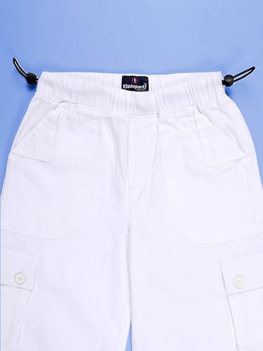 Image of KiddoPanti Girls Cotton Knit Solid Parachute Pant with Cargo Pocket