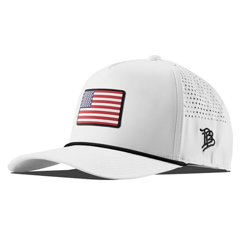 Image of Branded Bills Old Glory PVC Curved 5 Panel Rope USA Hat for Men, Baseball Cap, Adjustable Snapback