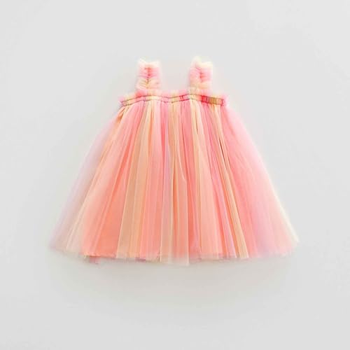 Clothes Girls 6t Summer Sleeveless Mesh Dress Rainbow Mesh Flying Sleeve Girls Dress Corduroy Girls Dress3