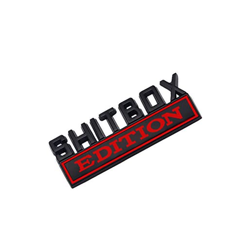 Shit Box Edition Emblem, 3D Letter Sticke, Car Exterior Emblems Badge 3D Sticker Decal, 3D Fender Badge Decal Car Truck Replacement For All Cars Bumper Window (Black&Red) #TOP17
