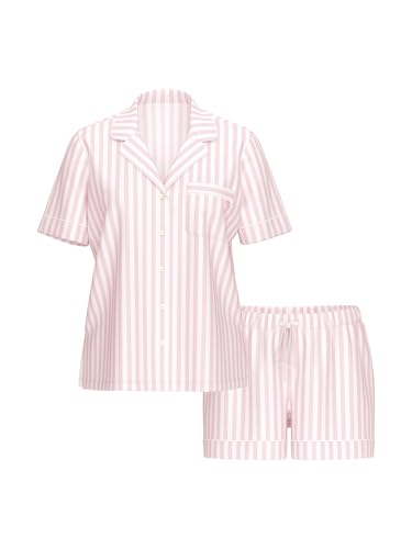 Victorias Secret Modal Pajama Set Short Sleeve Shirt and Shorts Pajamas for Women Iconic Stripe S