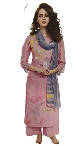 Arya Fashion 037 Unstich printed suit fabric soft cotton bottom 2.5 mtr, girlish suit Colour Pink Size Free