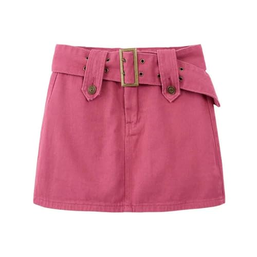 Mini jupe en jean marron vintage style hottie rétro pour dames