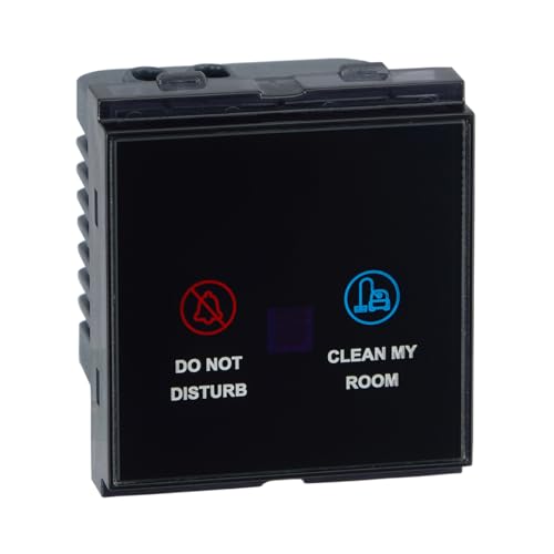 Image of Lauritz Knudsen Electrical & Automation CB98037HK11 - englaze Touch DND /MMR I Unit Black Glass with Up to 12 Years Warranty | for Homes, Apartments, Commercial Space (Offices /Malls), Hotels
