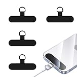 XIELBIS 4 Pcs Phone Tether Tags,Phone Tether Tabs,Metal Crossbody Cell Phone Lanyard Patch for Smartphones - Stainless Steel Cellphone Lanyard Tether Patches,Mobile Phone Lanyard Patch（Type B Black）