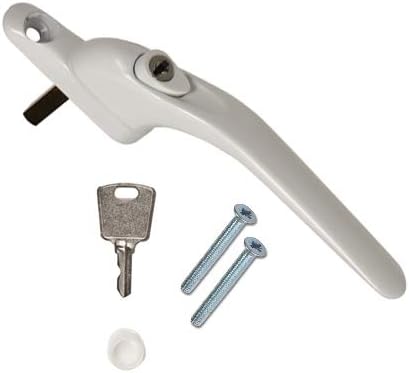 UPVC Universal Espag Window Handle - Key Locking for Double Glazing - White