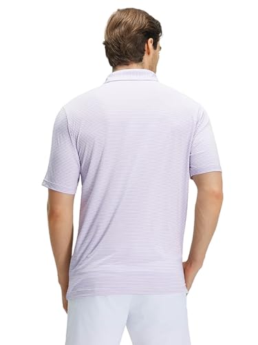 Image of Men' s Golf Shirts Short Sleeve Performance Moisture Wicking Dry Fit Striped Golf Polo Shirts for Men