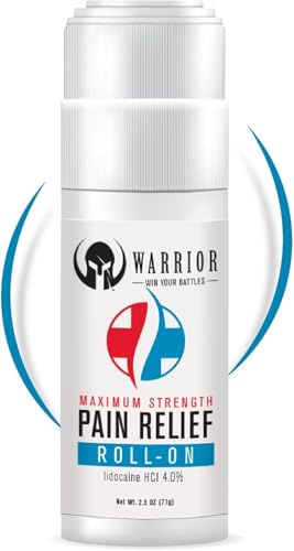 WARRIOR -WIN YOUR BATTLES- Maximum Strength Pain Relief Roll On Fast Acting & Quick Absorb Pain Reliever Lidocaine Numbing Roll On for Pain with Neutral Scent - TSA Approved (2.5 OZ)