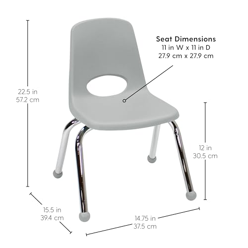 Image of FDP 12 inch School Stack Chair,Stacking Student Seat with Chromed Steel Legs and Nylon Swivel Glides For In-Home Learning or Classroom - Contemporary /Purple (4-Pack), 14004-CTPU